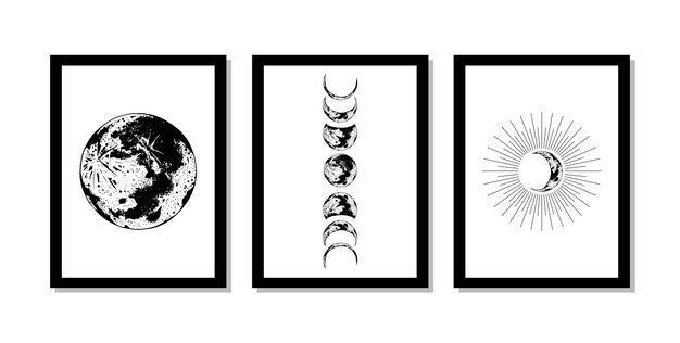 Wall art of the moon and eclipse