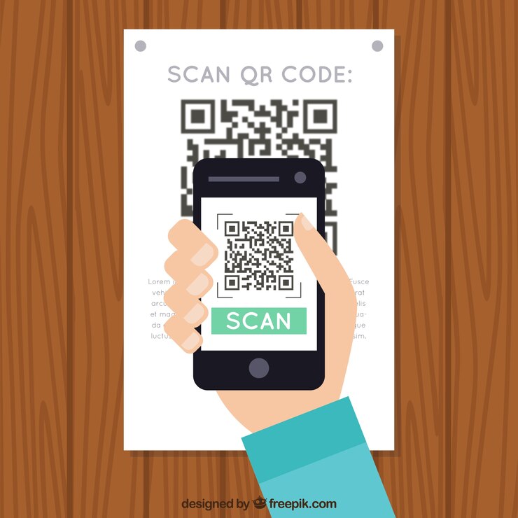 Vector wall background scanning qr code