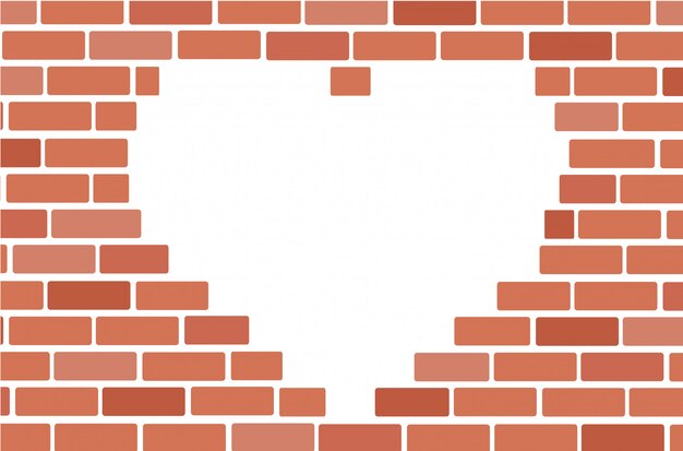 Vector wall of bricks and heart space
