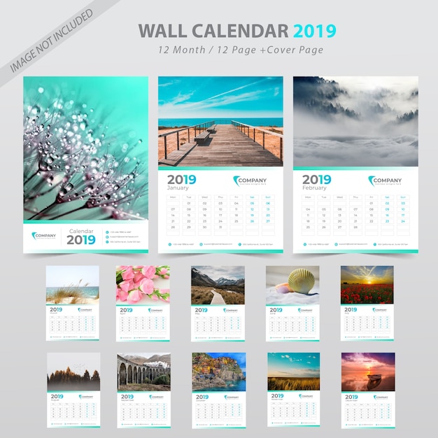 Vector wall calendar 2019