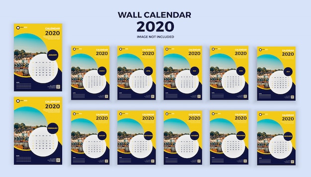 Vettore calendario da parete 2020