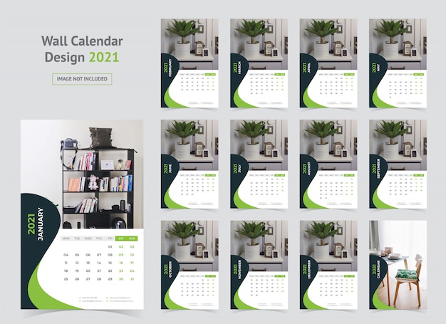 Wall calendar 2021 template