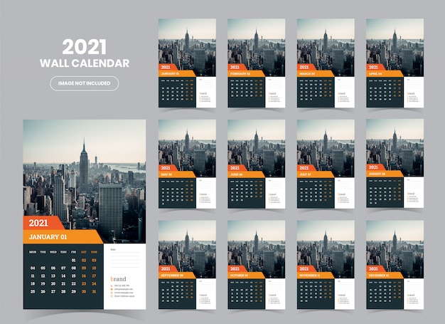 Wall calendar 2021 template