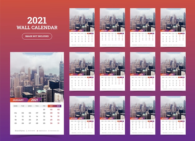 Настенный календарь 2021 шаблон
