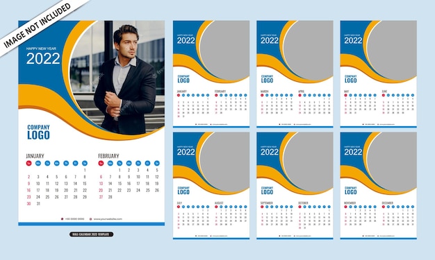 Vector wall calendar 2022 template