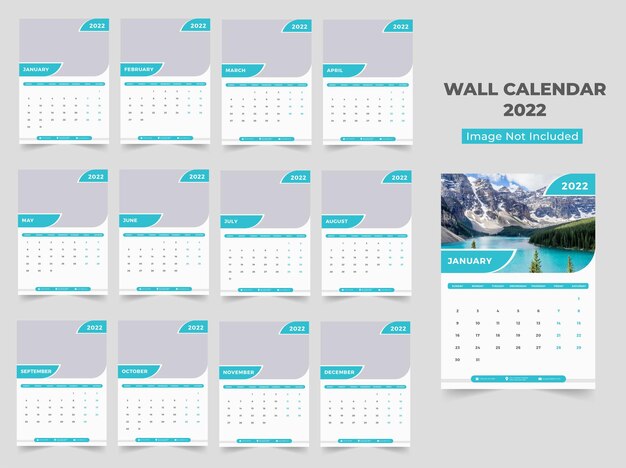 Vector wall calendar 2022