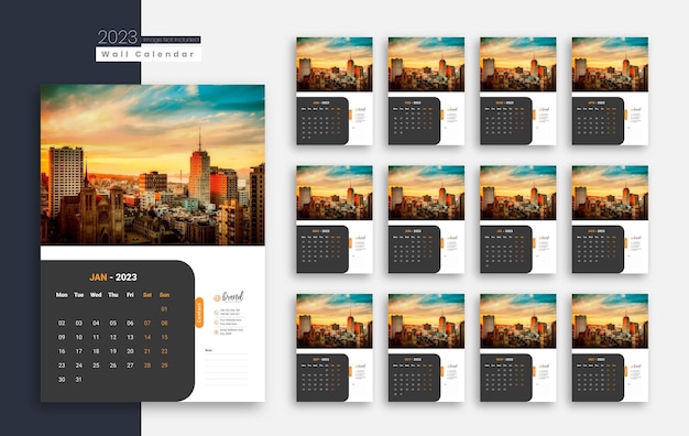 Wall Calendar 2023 Template Design