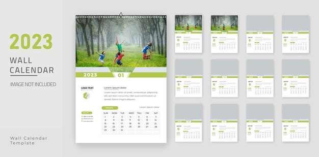 Wall calendar 2023 template design