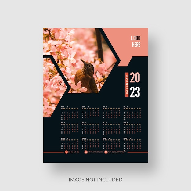 Настенный календарь 2023 шаблон дизайна