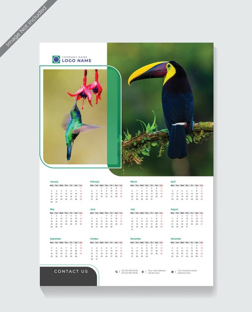 Wall calendar 2023 template design