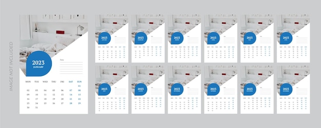 Vector wall calendar 2023 template