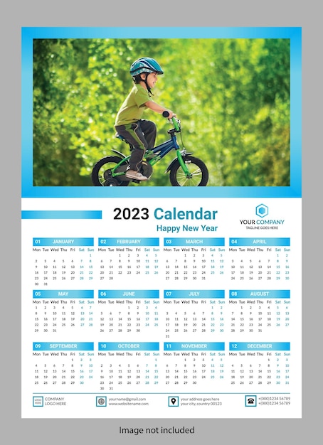 Modello di calendario da parete 2023