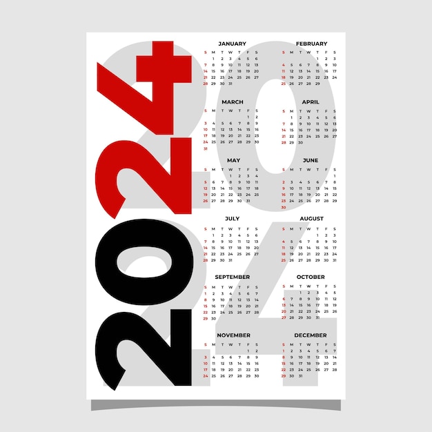 Wall Calendar 2024 design template