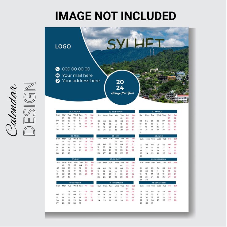 Vector wall calendar 2024 template design vector file