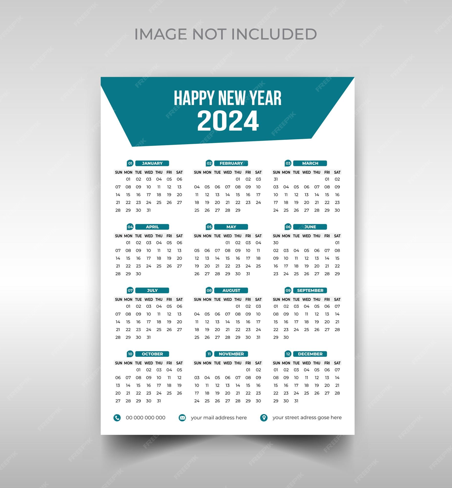 Premium Vector Wall calendar 2024 template design