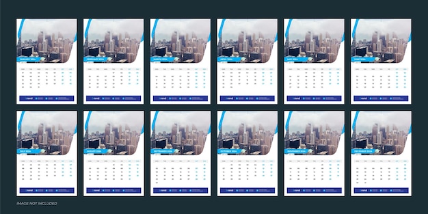 Vector wall calendar 2024 template design