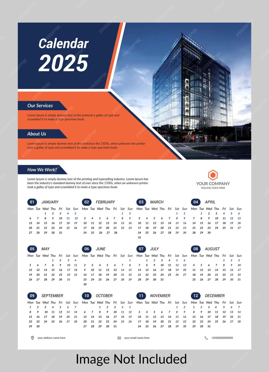 Premium Vector Wall calendar 2025 template modern 12 month one page