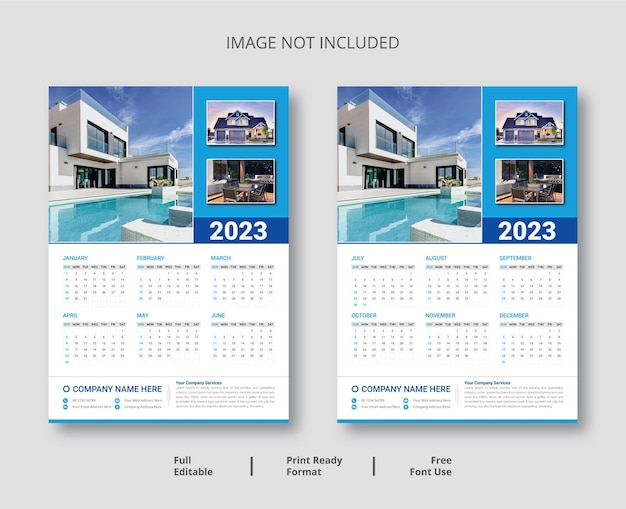 Vector wall calendar design 2023 template, wall calendar 2023