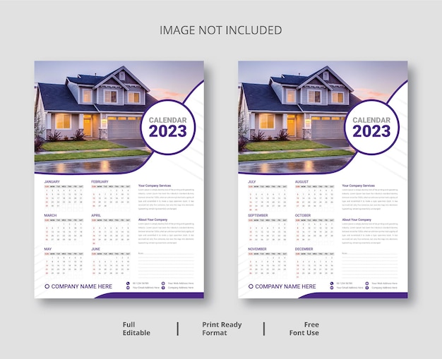 Wall Calendar Design 2023 Template, Wall Calendar 2023