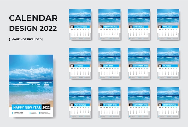 Vettore calendario da parete design 202