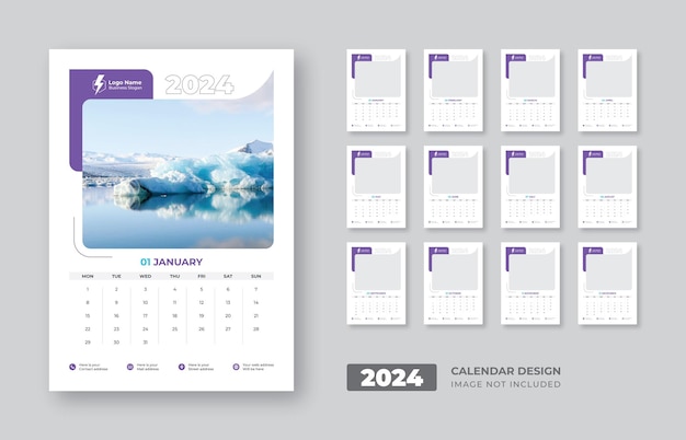 Wall calendar design in business style for the new year 2024