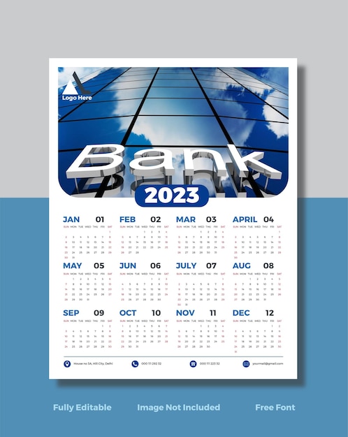 Wall Calendar Happy new year 2023