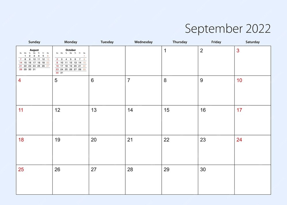 Premium Vector  Wall calendar planner for september 2022. english