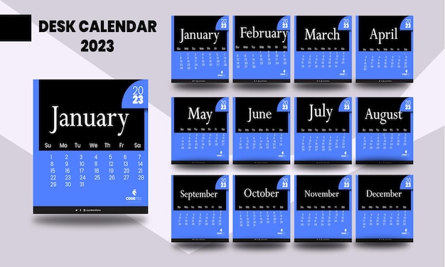 Wall calendar template 2023