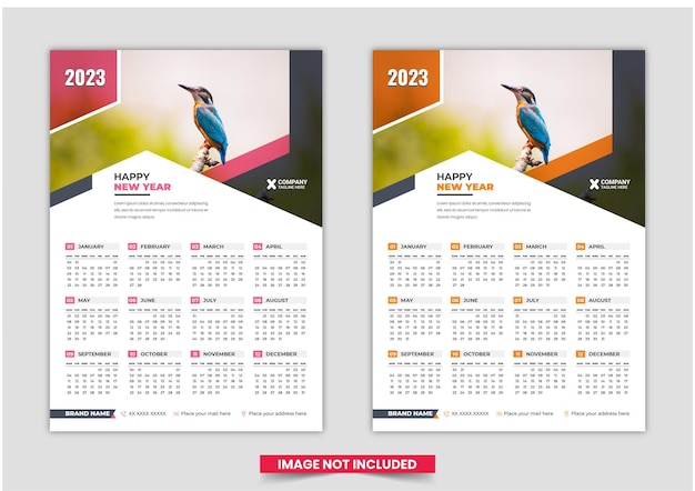 Wall calendar template 2023