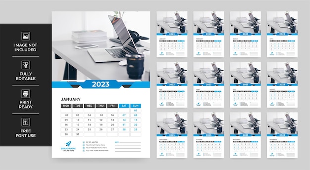 Vector wall calendar template 2023