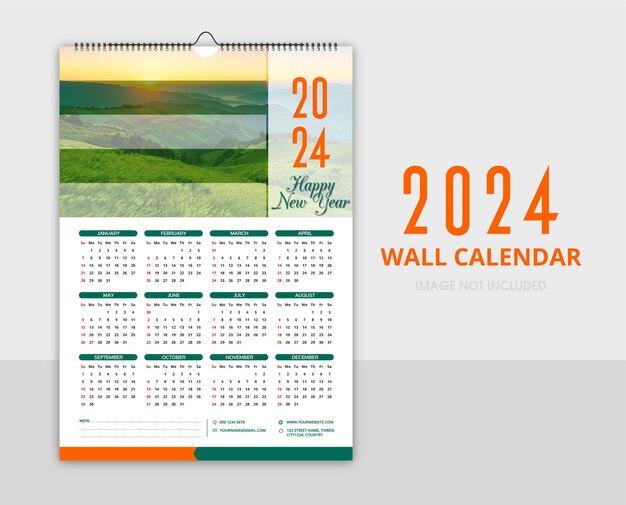 Wall calendar template 2024 premium vector 2024 calendar happy new year design vector illustration