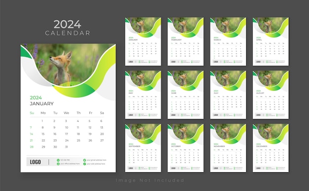 Wall calendar template 2024