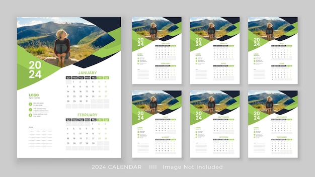 Wall calendar template 2024