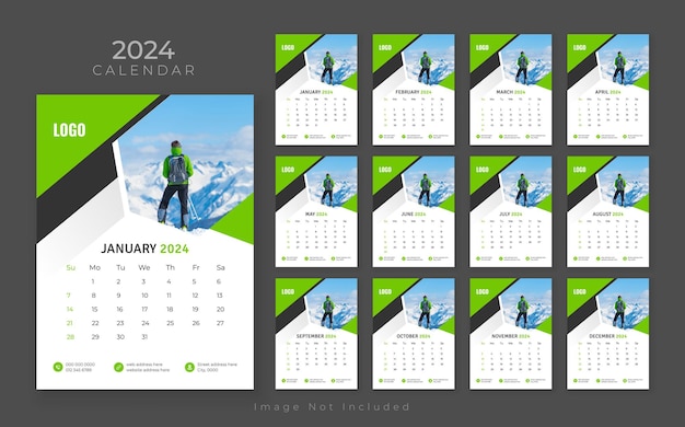 Vector wall calendar template 2024