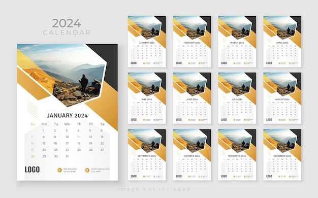 Wall calendar template 2024