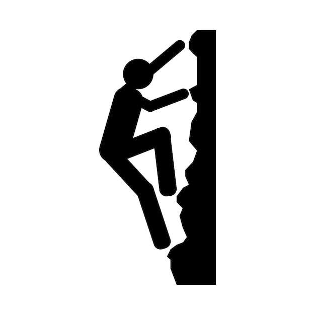 Wall climbing icon on white background