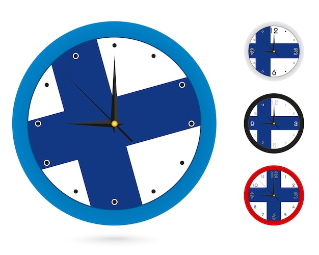 Orologio da parete design con bandiera nazionale della finlandia quattro diversi design