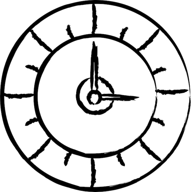 Wall clock hand drawn vector illustration