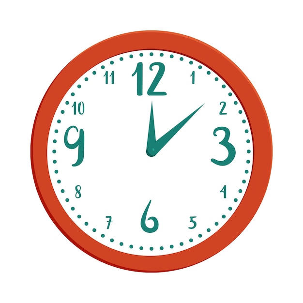 Wall clock icon in cartoon style on a white background