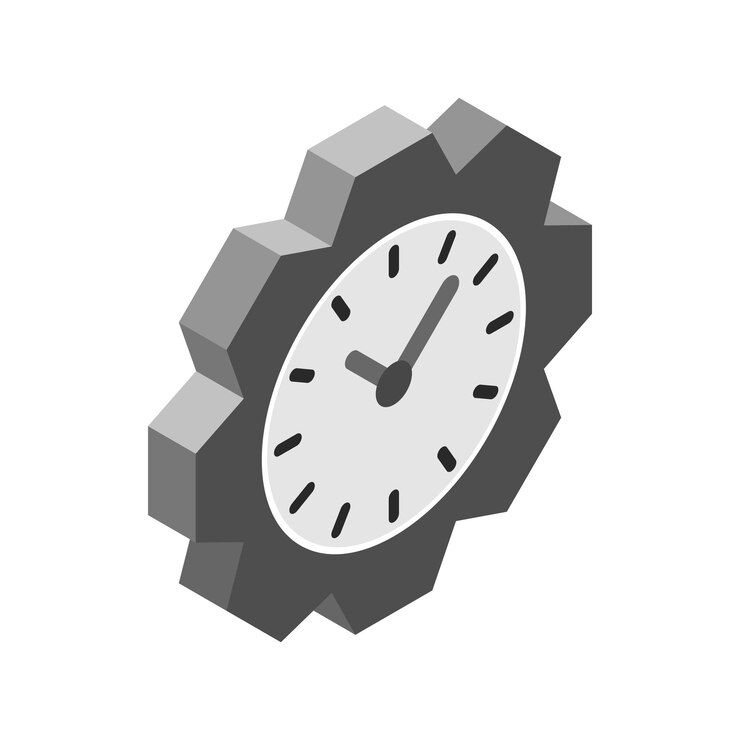 Vector wall clock icon in isometric 3d style on a white background