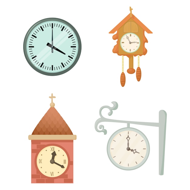 Wall clock icon set 