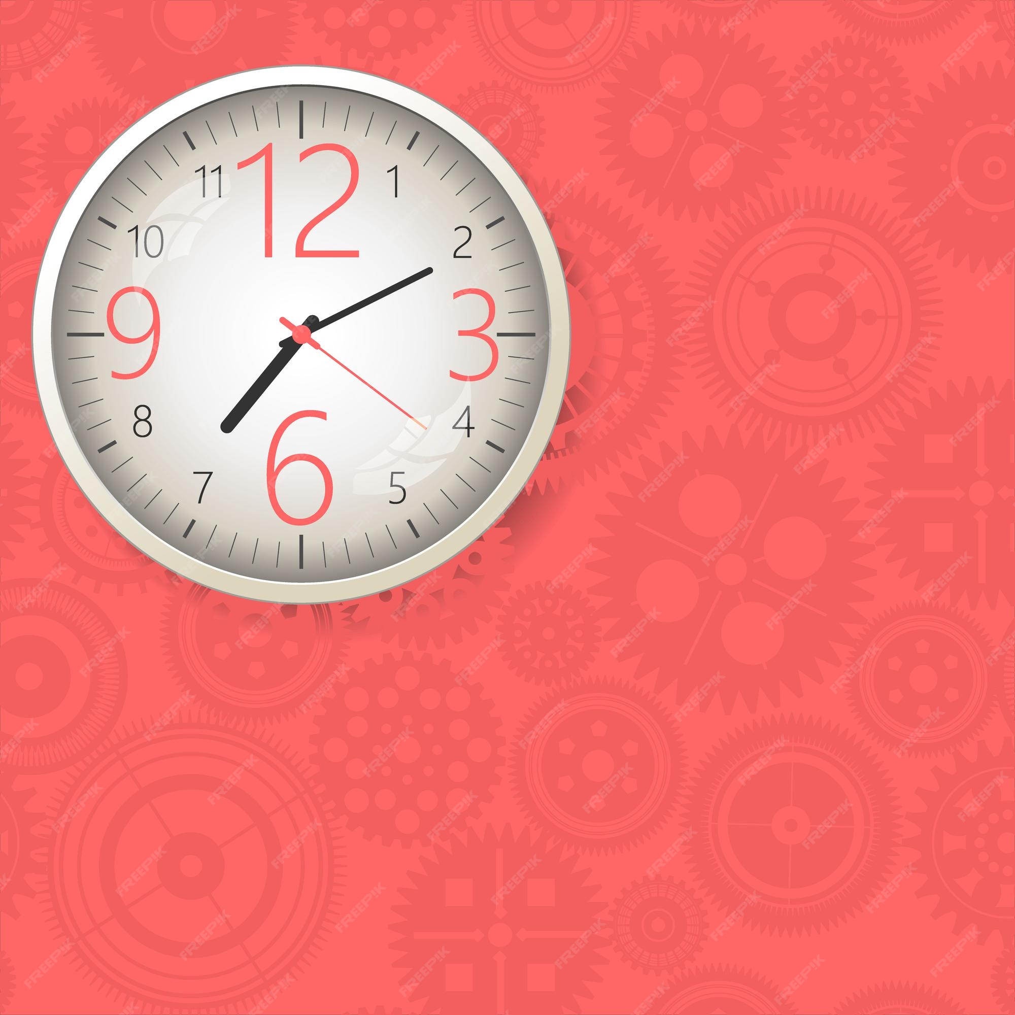 Premium Vector | Wall clock white frame isolated on red background design