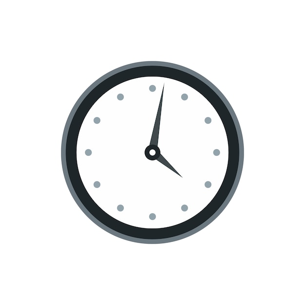 Wall clock with black rim icon in flat style on a white background