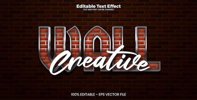 Wall editable text effect in modern trend style