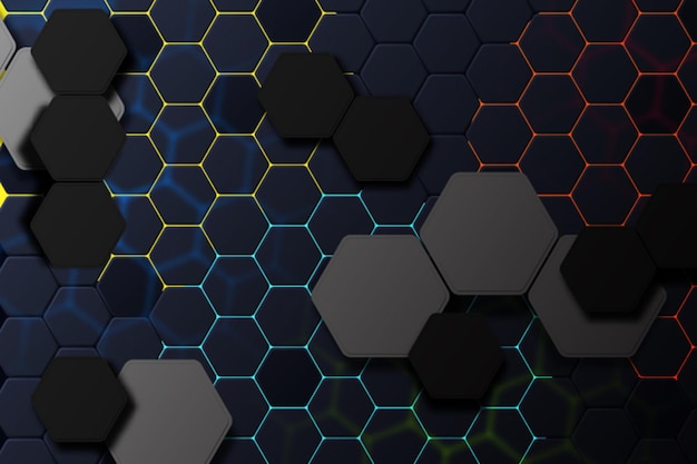 Vector a wall of hexagonal tiles with a blue background