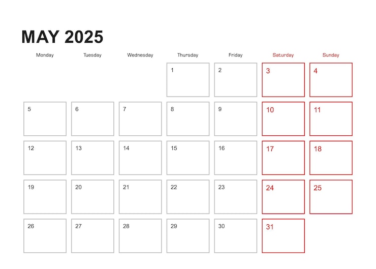 Vector 2025 년 5 월의 벽 기획자는 월요일부터 영어 언어 주간을 시작합니다.