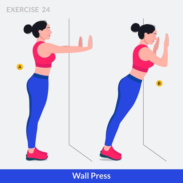 Wall Press exercise Woman workout fitness aerobic and exercises