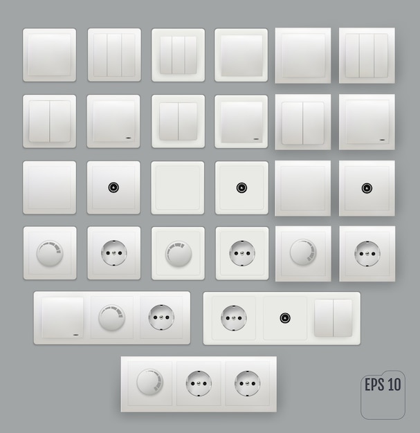 Wall switch. power electrical socket. electricity turn of and on plug. power electricity sockets illustration