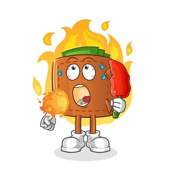 Wallet eat hot chilie mascot. cartoon vector