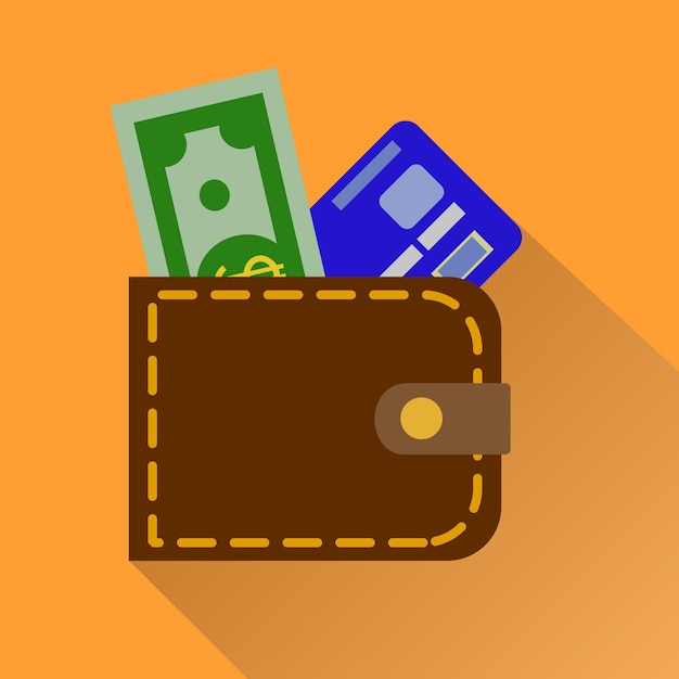 Wallet icon in color Money case cash shopping